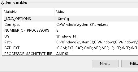Java_opts environment variable windows
